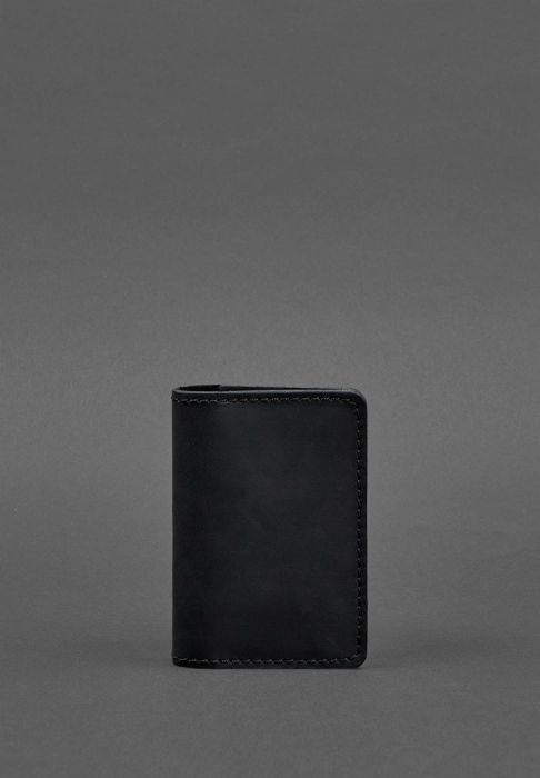 Кожаный кард-кейс (визитница) 6.0 черный Crazy Horse