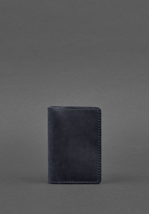 Кожаный кард-кейс (визитница) 6.0 синий Crazy Horse