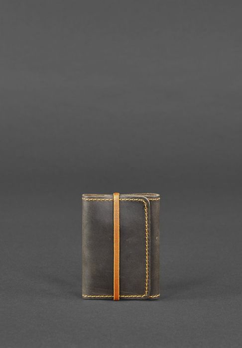 Кожаный кард-кейс 1.1 темно-коричневый Crazy Horse с оранжевым