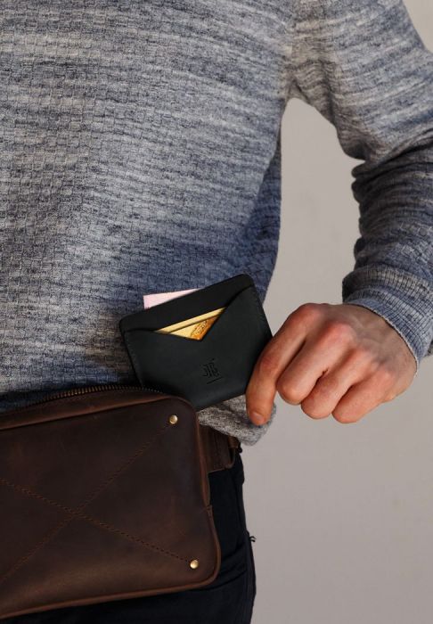 Кожаная визитница 5.0 черная