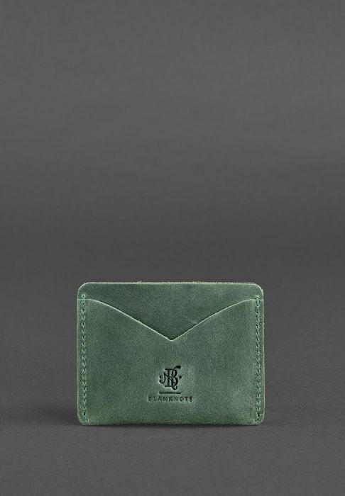 Кожаная визитница 5.0 зеленая Crazy Horse