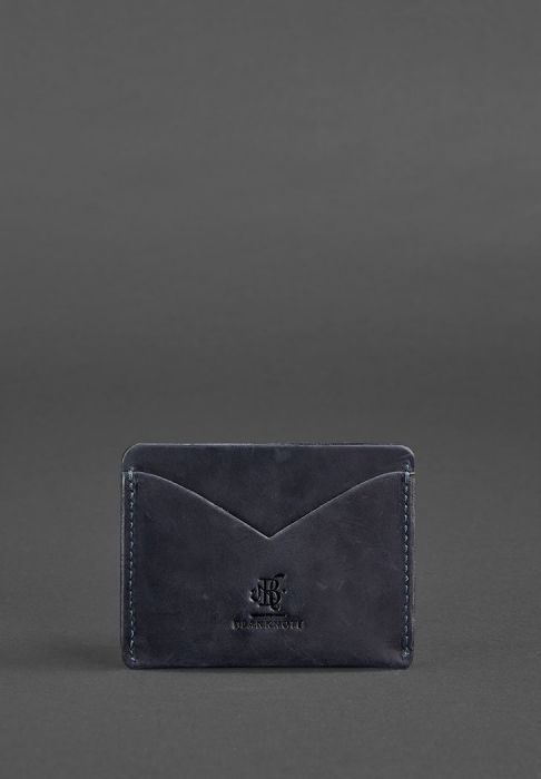 Шкіряна візитниця 5.0 синя Crazy Horse