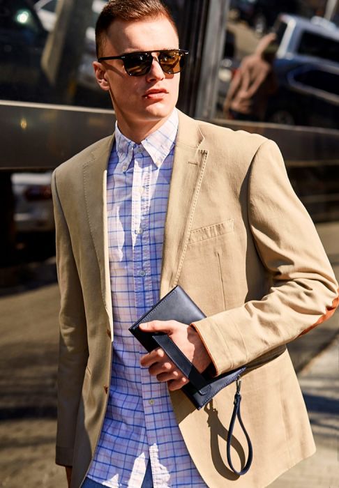 Кожаный мужской клатч-барсетка 3.0 синий Crazy Horse