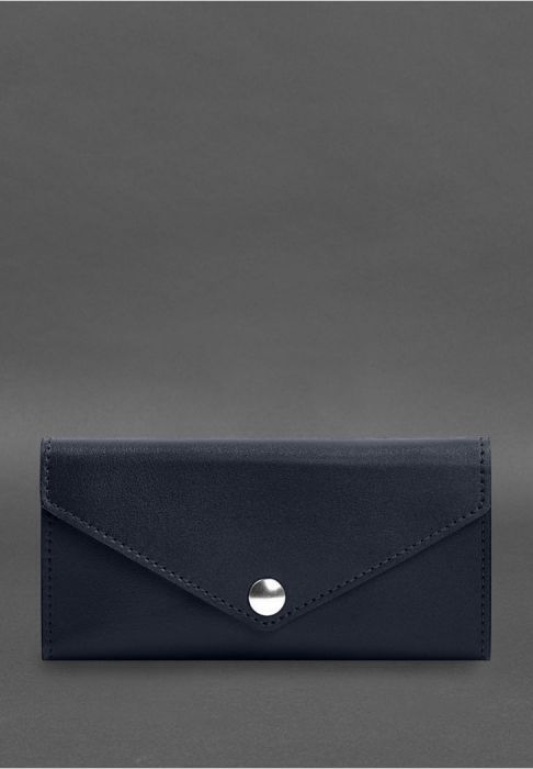 Фото Кожаный  клатч (портмоне) на кнопке 5.0 Синий (BN-KLATCH-5-navy-blue)