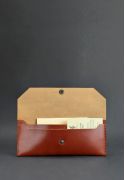 Фото Кожаный клатч-конверт светло-коричневый