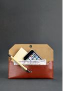 Фото Кожаный клатч-конверт светло-коричневый