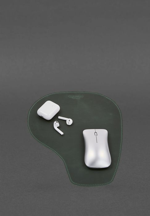 Фото Килимок для мишки "Грушка" з натуральної шкіри зелений Crazy Horse (BN-MP2-iz)