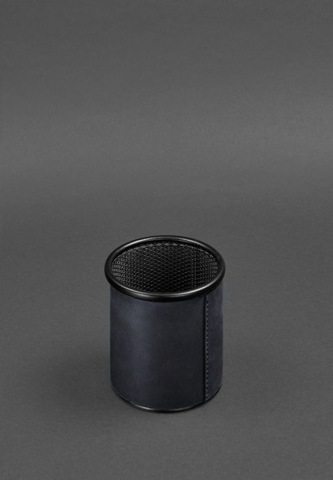 Стакан для ручек в кожаном чехле синий Crazy Horse