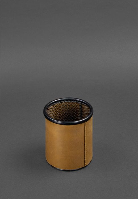 Фото Стакан для ручок у шкіряному чохлі жовтий Crazy Horse (BN-SP-ylw-kr)