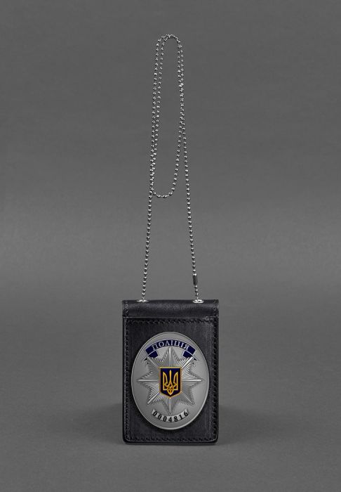 Кожаная обложка на цепочке для удостоверения и жетона