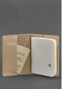 Фото Кожаная обложка для паспорта и военного билета 1.3 светло-бежевая (BN-OP-1-3-light-beige)