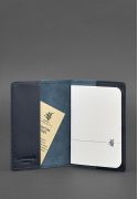 Фото Кожаная обложка для паспорта и военного билета 1.3 темно-синяя