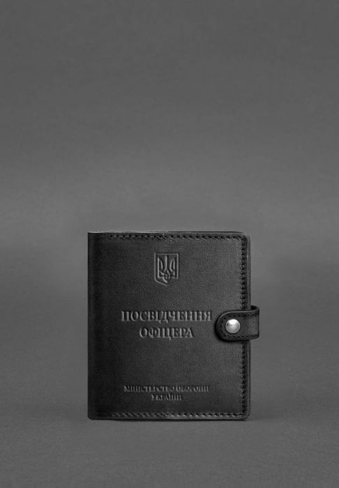 Фото Шкіряна обкладинка-портмоне для посвідчення офіцера 11.0 Чорна (BN-OP-11-g)