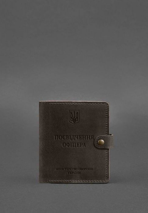 Фото Шкіряна обкладинка-портмоне для посвідчення офіцера 11.0 темно-коричнева Crazy Horse (BN-OP-11-o)