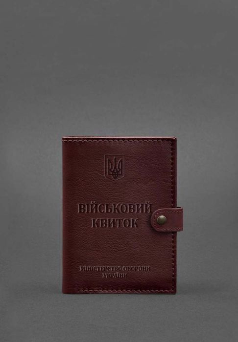 Фото Шкіряна обкладинка-портмоне для військового квитка 15.0 зелена (BN-OP-15-vin)