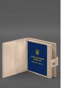Фото Шкіряна обкладинка-портмоне для військового квитка офіцера запасу (широкий документ) Світло-бежевий (BN-OP-22-light-beige)