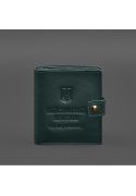 Фото Шкіряна обкладинка-портмоне для військового квитка офіцера запасу (широкий документ) Зелений (BN-OP-22-malachite)