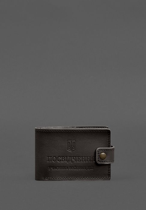 Фото Шкіряна обкладинка-портмоне для посвідчення учасника бойових дій (УБД картонний документ) Темно-коричнева (BN-OP-23-1-choko)