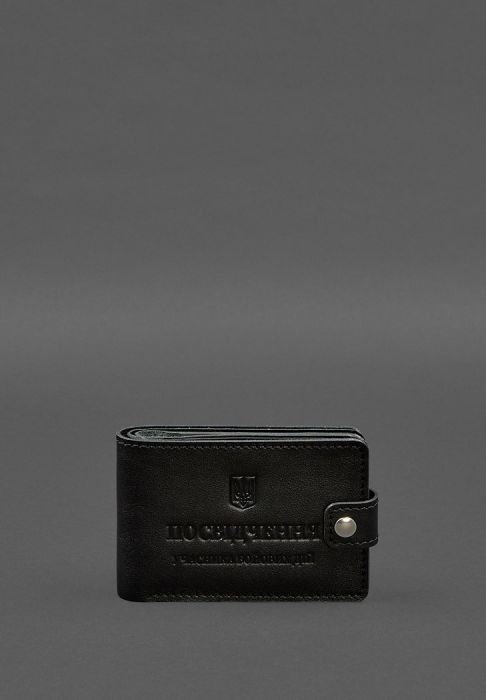 Фото Шкіряна обкладинка- портмоне для посвідчення учасника бойових дій (УБД) Чорна (BN-OP-23-g)