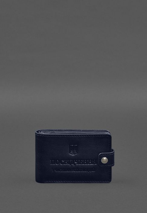 Фото Шкіряна обкладинка- портмоне для посвідчення учасника бойових дій (УБД) Синя (BN-OP-23-navy-blue)