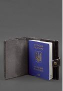Фото Шкіряна обкладинка-портмоне на паспорт з гербом України 25.0 темно-коричнева (BN-OP-25-choko)