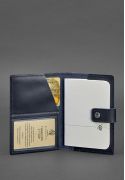 Фото Кожаная обложка для паспорта 5.0 (с окошком) темно-синяя Краст