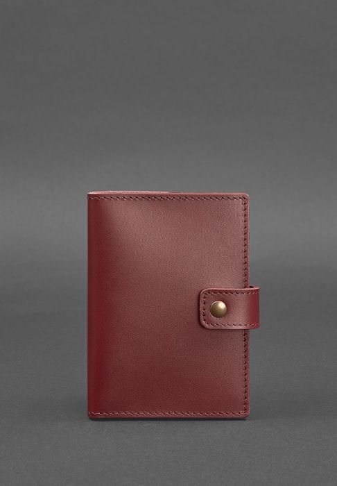 Кожаная обложка для паспорта 5.0 (с окошком) бордовая Краст