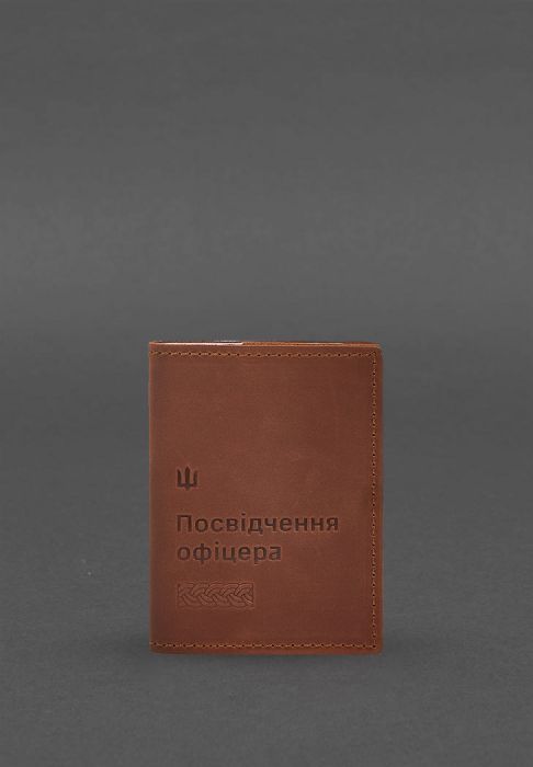 Фото Кожаная обложка для удостоверения офицера 9.2 светло-коричневая Crazy Horse (BN-OP-9-2-k-kr)