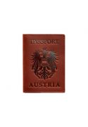 Фото Кожаная обложка для паспорта с австрийским гербом коралл (BN-OP-AT-coral)