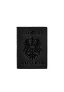 Фото Шкіряна обкладинка для паспорта з австрійським гербом чорна Crazy Horse (BN-OP-AT-g-kr)