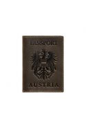 Фото Шкіряна обкладинка для паспорта з австрійським гербом темно-коричнева Crazy Horse (BN-OP-AT-o)