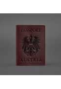 Фото Шкіряна обкладинка для паспорта з австрійським гербом бордова Crazy Horse (BN-OP-AT-vin-kr)