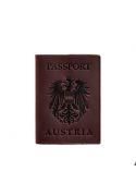 Фото Кожаная обложка для паспорта с австрийским гербом бордовая Crazy Horse (BN-OP-AT-vin-kr)