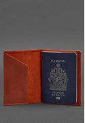 Фото Кожаная обложка для паспорта с канадским гербом коралл Crazy Horse (BN-OP-CA-coral)