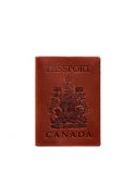 Фото Кожаная обложка для паспорта с канадским гербом коралл Crazy Horse (BN-OP-CA-coral)