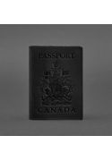 Фото Кожаная обложка для паспорта с канадским гербом черная Crazy Horse (BN-OP-CA-g-kr)