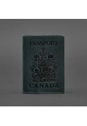Фото Кожаная обложка для паспорта с канадским гербом зеленая Crazy Horse (BN-OP-CA-iz)