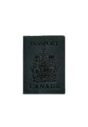 Фото Кожаная обложка для паспорта с канадским гербом зеленая Crazy Horse (BN-OP-CA-iz)
