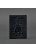 Фото Шкіряна обкладинка для паспорта з канадським гербом темно-синя Crazy Horse (BN-OP-CA-nn)