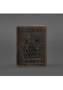 Фото Шкіряна обкладинка для паспорта з канадським гербом темно-коричнева Crazy Horse (BN-OP-CA-o)