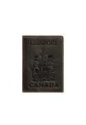 Фото Кожаная обложка для паспорта с канадским гербом темно-коричневая Crazy Horse (BN-OP-CA-o)