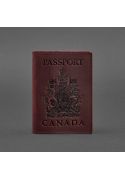 Фото Кожаная обложка для паспорта с канадским гербом бордовая Crazy Horse (BN-OP-CA-vin-kr)