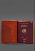 Фото Кожаная обложка для паспорта с гербом Германии коралл Crazy Horse (BN-OP-DE-coral)