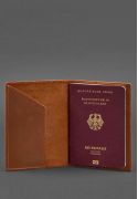 Фото Кожаная обложка для паспорта с гербом Германии светло-коричневая Crazy Horse (BN-OP-DE-k-kr)
