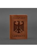 Фото Шкіряна обкладинка для паспорта з гербом Німеччини світло-коричнева Crazy Horse (BN-OP-DE-k-kr)