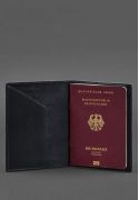 Фото Кожаная обложка для паспорта с гербом Германии темно-синяя Crazy Horse (BN-OP-DE-nn)