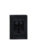 Фото Шкіряна обкладинка для паспорта з гербом Німеччини темно-синя Crazy Horse (BN-OP-DE-nn)