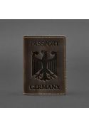 Фото Шкіряна обкладинка для паспорта з гербом Німеччини темно-коричнева Crazy Horse (BN-OP-DE-o)