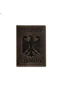 Фото Кожаная обложка для паспорта с гербом Германии темно-коричневая Crazy Horse (BN-OP-DE-o)