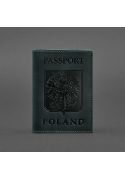 Фото Шкіряна обкладинка для паспорта з польським гербом зелена Crazy Horse (BN-OP-PL-iz)